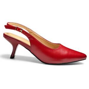 Red Slingback Kitten Heels for Women Dress Shoes Low Heel Size 7 ( 37 )